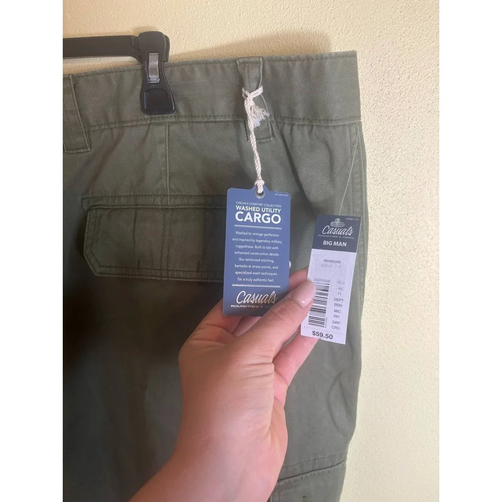 New NWT Roundtree‎ & Yorke Casual Cargo Olive Green Big Man Shorts Size 48